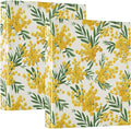 Small Yellow Mimosa Flower Print Binder 3 Ring 1.5 Inch Binder with Clipboard&Pockets, Hardcover Binders Heavy Duty Large File Folder for Office School Supplies - Holds 200 Sheets, 2 PC