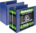 Samsill Durable 6 inch 3 Ring Binder, Locking D Ring 100% Recycled Chipboard, Blue, 2 Pack