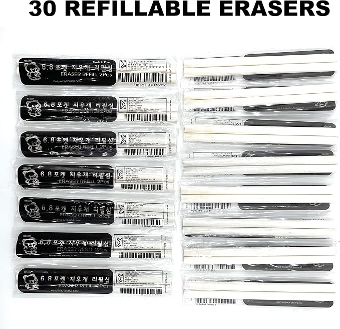 30 Refills for Mechanical Eraser Pen, Retractable Precision Eraser