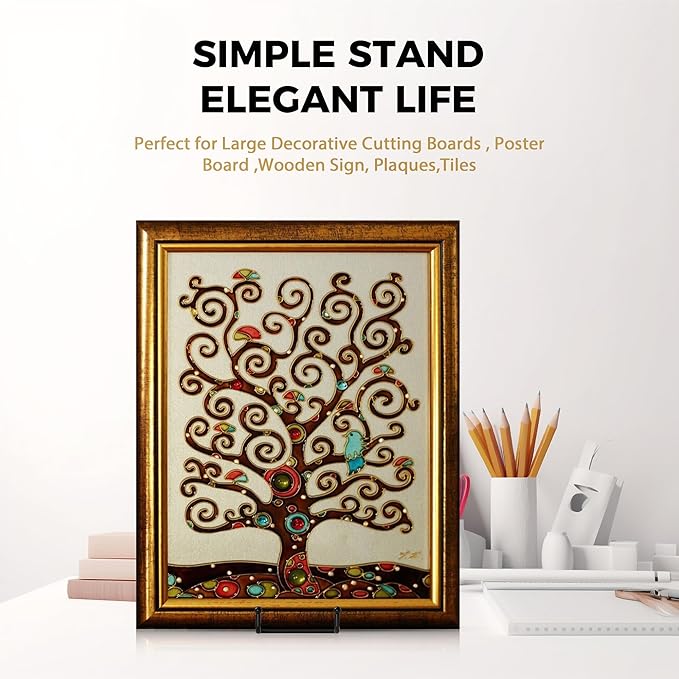TR-LIFE 16 Inch Black Metal Plate Stand (3 Pack) - Heavy Duty Picture and Display Stand for Large Plates, Frames, Platters and Art