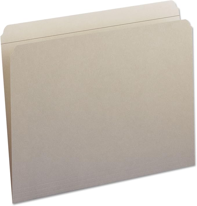 Smead File Folder, Reinforced Straight-Cut Tab, Letter Size, Gray, 100 per Box (12310)