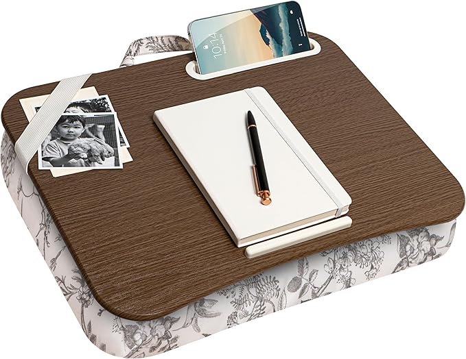 LAPGEAR Designer Lap Desk – Hummingbird Toile, Fits 15.6” Laptops
