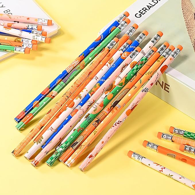 144pcs Thanksgiving Pencils with Eraser Wood Pencils Bulk (Thanksgiving, 144)