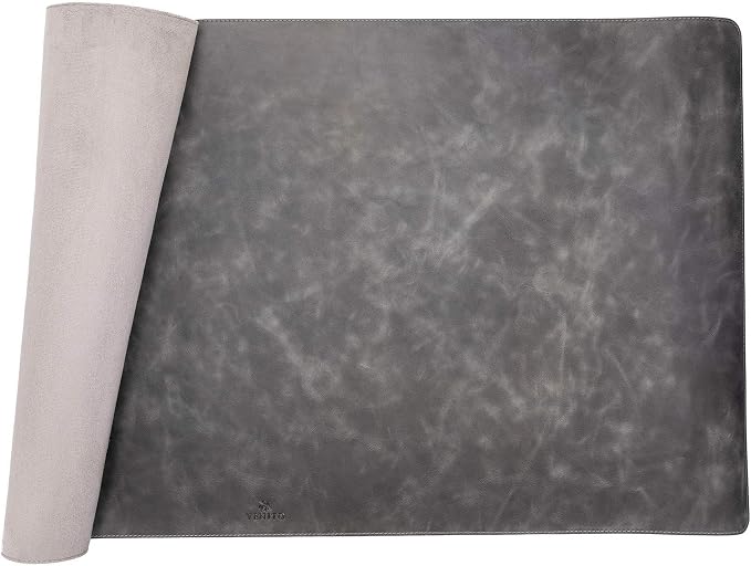 Premium Leather Desk Mat (36 X 19 inch) - Large Computer Desk Mat for Home Office Accessories (Faded Gray)*