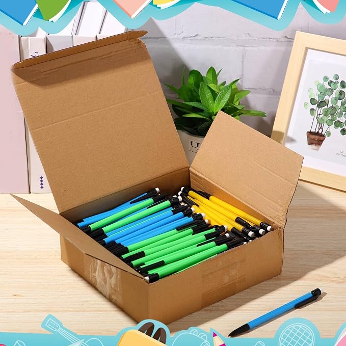 Fuyoooo 200 Pcs Mechanical Pencils 0.7mm Bulk with Eraser, 5 Color