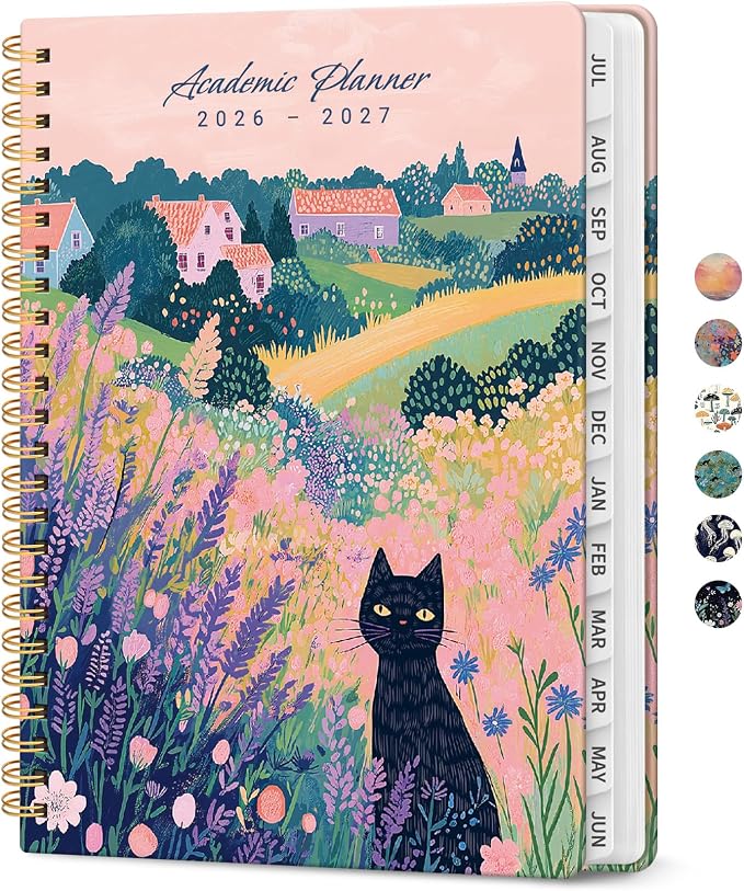Taja Planner 2026-2027, Jul 2026-Jun 2027 Monthly & Weekly Calendar Planner | 6.3" x 8.5", Hardcover Academic Calendar, Teacher Student Agenda Book with Tabs, School Office Supplies, Meadow Wanderer