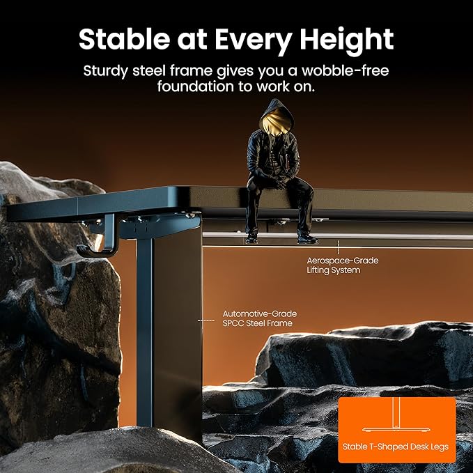 ErGear Height Adjustable Electric Standing Desk, 44 x 24 Inches Sit Stand up Desk, Memory Computer Home Office Desk, Black