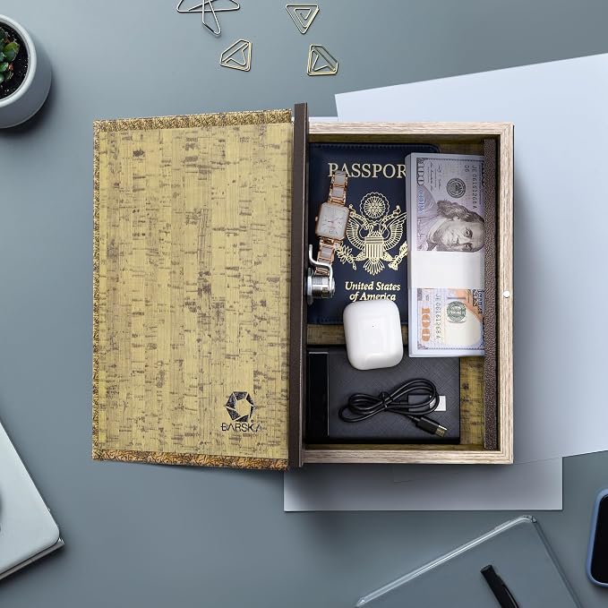 Barska Antique Map Book Safe with Key Lock – Hidden Diversion Lock Box with Magnetic Closure – Concealed Steel Compartment for Cash, Jewelry, Valuables – Home or Office Security Hidden Book Safe