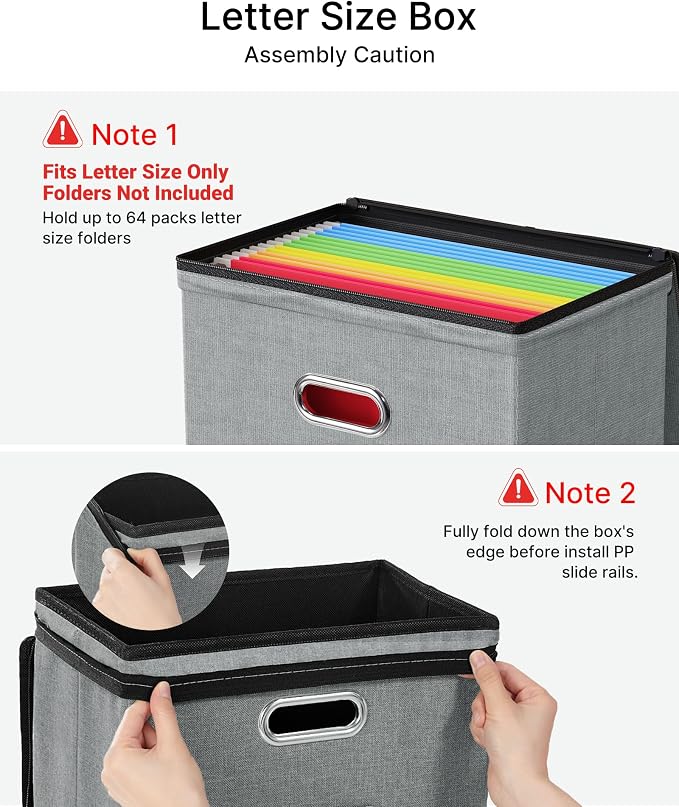 Oterri File Box Small 1-Pack Mesh Pockets Hanging Organizer for Letter-Size | Dustproof Lid. 3 Mesh Pockets. Collapsible Scratch-Resistant GRS Linen. Slide Rails. Office, Home, Dorm
