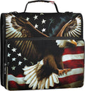 3 Ring Zipper Binder Patriotic American Theme Trapper Keeper Binder Organizer Portfolio with File and Shoulder Strap & Handle Large Capacity File Folder