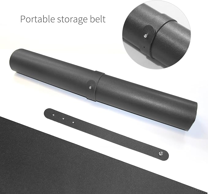 RENMTURE Dual-Sided Mouse Pad, Natural Cork & PU Leather Large Desk Pad for Office and Home Work, Desk Protector Non-Slip, Waterproof, Easy Clean (Black, 23.6" x 13.7")