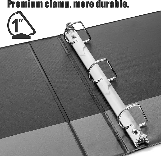 COMIX Heavy Duty Slant-D Ring View Binder, 1 inch 3 Ring Binders, Hold 225 Sheets of 8.5" x 11" Paper, 8 Pack (Black)