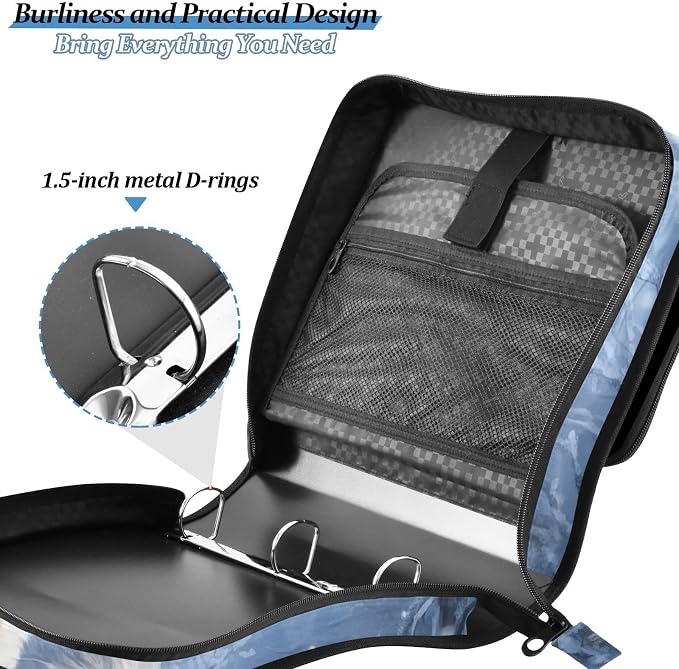 ALAZA Zipper Binder 3 Ring Wolf Moon Snow Binder Organizer with Zipper and Shoulder Strap Large Capacity Multi-Pocket Trapper Keeper File Folder for Office Supplies