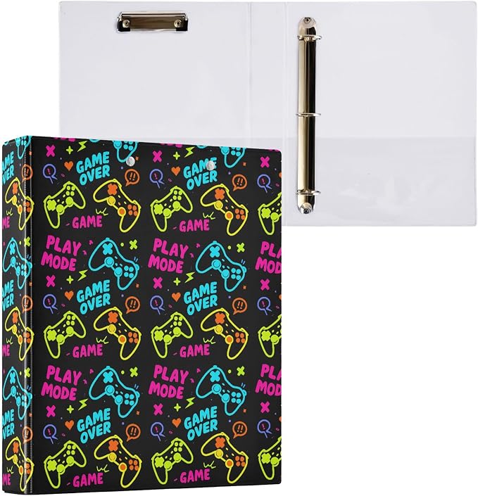 Yellow Robot Hero Anime Round Ring Binders 1.5 Inch Yellow Lightning Technical Robotic 3 Ring Clipboard Binder for Office School Work Supplies File Folder 200 Sheet Capacity Easy Open 2 Pieces