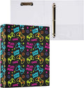 Game Over Black Round Ring Binders 1.5 Inch Play Mode 3 Ring Clipboard Binder for Office School Work Supplies File Folder Document 200 Sheet Capacity Easy Open