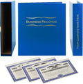 Business Records Corporate Kit (Blue) - Binder, Slipcase, Minutes & Bylaws, Stock Certificates with Stubs & Customizable Index Tabs