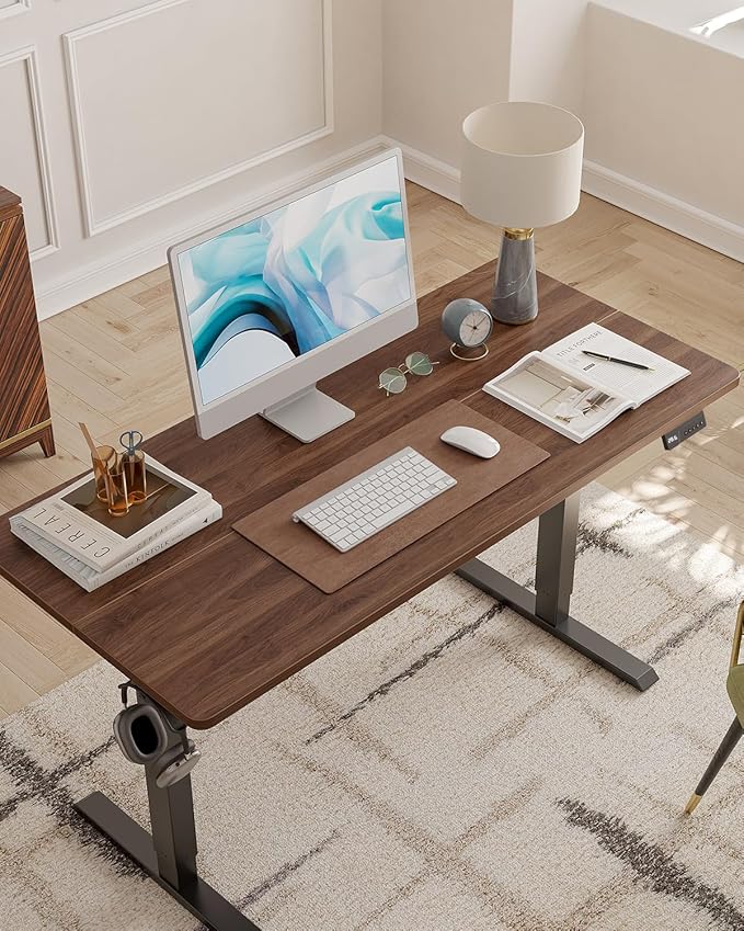 CubiCubi 63x28 Large Electric Standing Desk, 28" Deep Desktop, Black Walnut | Wide Surface, Sit to Stand, Computer Workstations, Home Office Desk, Next-Gen Frame, Advanced Motor, 176 lbs Capacity