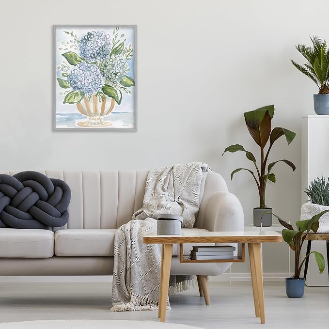 'Serena Pastel Hydrangea Bouquet'| Framed Giclee Art | Stupell Industries | Gray, 16 x 20 Inches, Easy to Hang and Sturdy, Made in USA, by Haley Knighten
