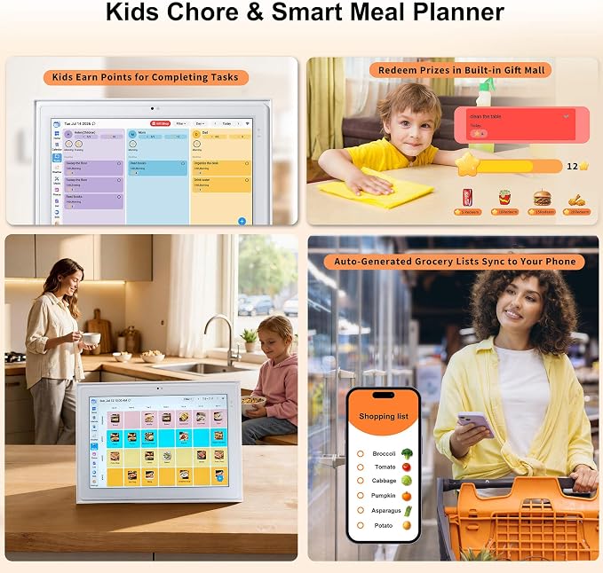 12.3" Digital Calendar Family Kitchen Hub With Meal Planner
