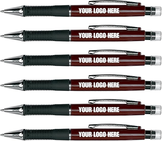 Custom Mechanical Pencil. Promotional Personalized Imprinted Mechanical Pencil. Custom Printed Name/Business/Event Information (Burgundy, 150 Count, Pack of 1)