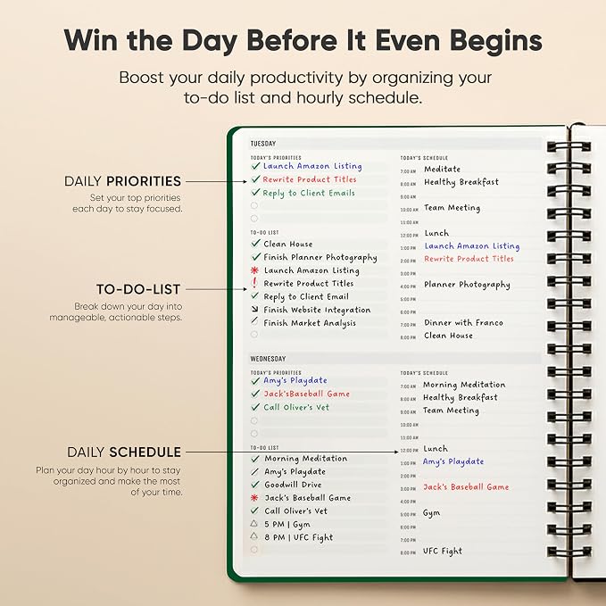 2026 Planner. 8.5" x 11" Spiral-Bound Weekly, Monthly and Daily Planner - Organize All 52 Weeks - Increase Productivity and Get Organized - Productivity Store (Green)