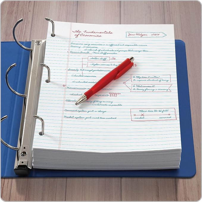 Oxford Loose Leaf Paper,500 Sheets,College Rule Filler Notebook Paper,8-1/2" x 11",3-Hole Punched Fits 3-Ring Binders (62349),(Pack of 10)