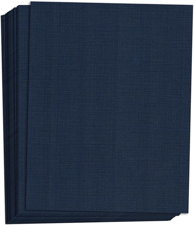 Hamilco Colored Cardstock Scrapbook Paper 8.5x11 Linen Textured Color Card Stock Paper Denim Blue 80 lb Cover 50 Pack