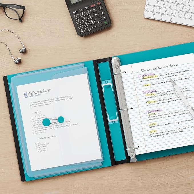 Staples Better Binder, 1-Inch 3-Ring View, Teal, 3-Pack | Durable binder for everyday organization in office, school, and home.