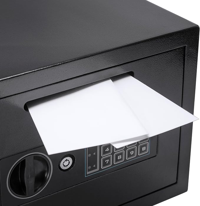 Barska Digital Depository Safe – 0.57 Cu. Ft Front-Load Drop Box for Cash, Money & Mail, Multi-User PIN Code Lock, Steel Construction, Anti-Pry Hinges, Backup Keys, Ideal for Business or Office | 2mm steel walls with digital keypad and anti-fishing slo...