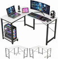 L Shaped Desk Computer Desk, 50inch White Gaming Desk with CPU Stand | Reversible Corner Desk, Sturdy Metal Frame, Student Study Writing Table for Home Office