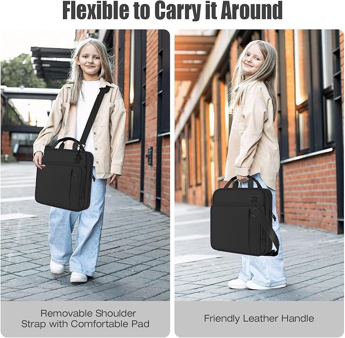 MoKo Zipper Binder, 2 Inch 3 O Ring, 5 Tab File Folders, 500 Sheets, Black | Water-repellent 900D Oxford with five file pockets, two mesh pockets, a handle and padded shoulder strap.