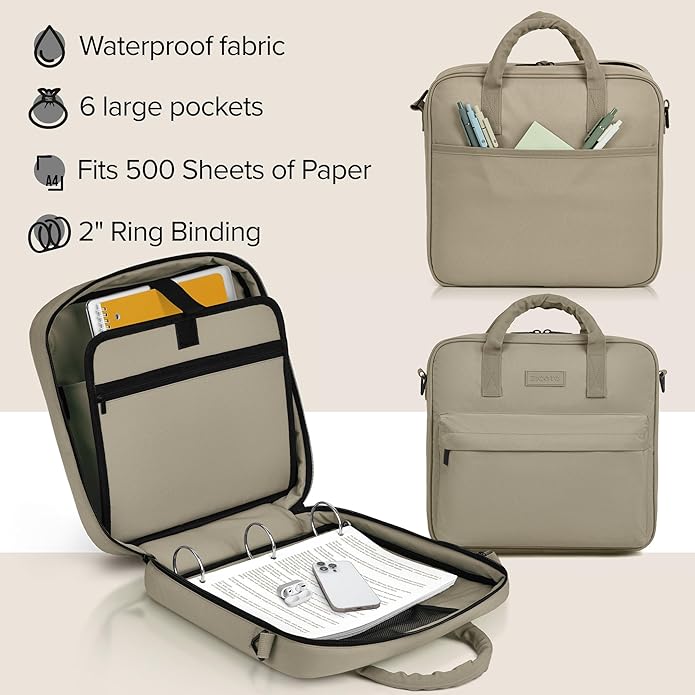Sturdy 3 Ring Zipper Binder with Strap - 2" Binder with Pockets Holds 500 Sheets, Laptop & More - Durable & Easy to Carry
