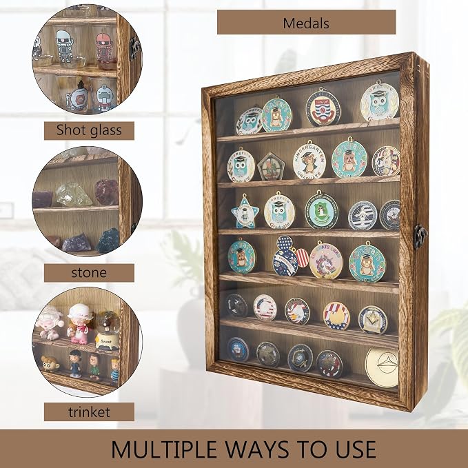 12x16 Shadow Box Frame with Removable Shelves,Collectible Display Shelves Case,Military Challenge Coin Display Case,Wood Shadow Boxes Display Cases for Keepsake,Pictures
