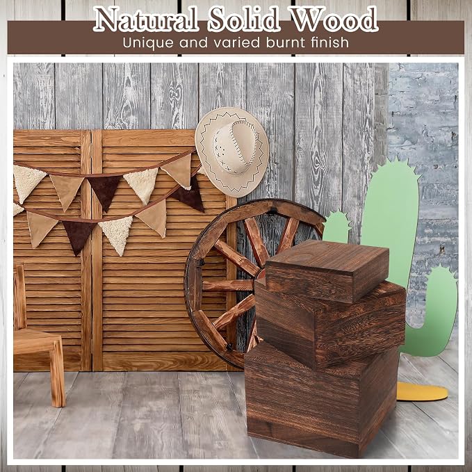 Barydat 6 Pcs Wood Display Risers Stackable Stand Box | Rustic Tiered Stands, Buffet Dessert Riser, Jewelry Stepped Boxes, Collectibles Figures Show, Elevated Platforms Catering
