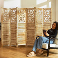 Room Divider Wood Carved Wall Divider Indoor Folding Portable Partition Screen for Home Office Garden Terrace - 6 Panel, 67 * 90inch (Wood)