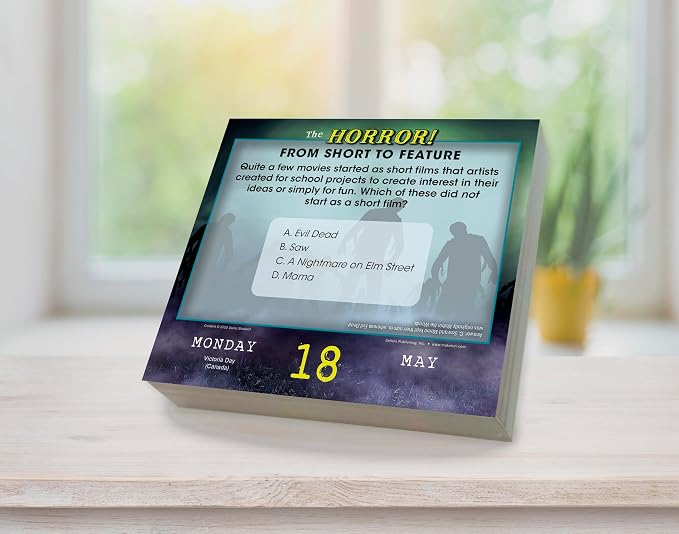 The Horror! 2026 Daily Desk Calendar: Boxed Page-a-Day Scary Movie & Trivia Calendar with Day-to-Day Frightening Facts for Horror Fans & Fright Fanatics