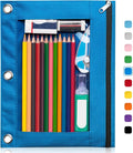Forvencer Pencil Pouch for 3 Ring Binder, Clear Window Pencil Case Binder | Smooth Zipper Pencil Bag, Big Capacity 3 Ring Binder Pencil Bag with 3 Reinforced Grommets, Azure Blue