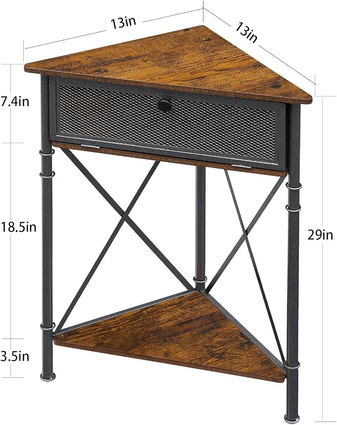 VECELO Cabinet/Table, 3-Tier Display Shelves with Protection Door, Metal Frame Storage Shelf Organizer for Small Space, Living Room, Kitchen, Bathroom, Set of 2, Brown+Black