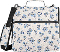 Fisyme Floral Blue Flowers Zipper Binder 3 Ring with Zipper and Shoulder Strap Large Capacity Multi-Pocket Zipper Binder Organizer