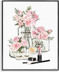 Stupell Industries 'Pink Rose Florals in Glam Fashion Jars', Framed Giclee Art, Black, 24 x 30 Inches, Easy to Hang and Sturdy, Made in USA, by Ziwei Li