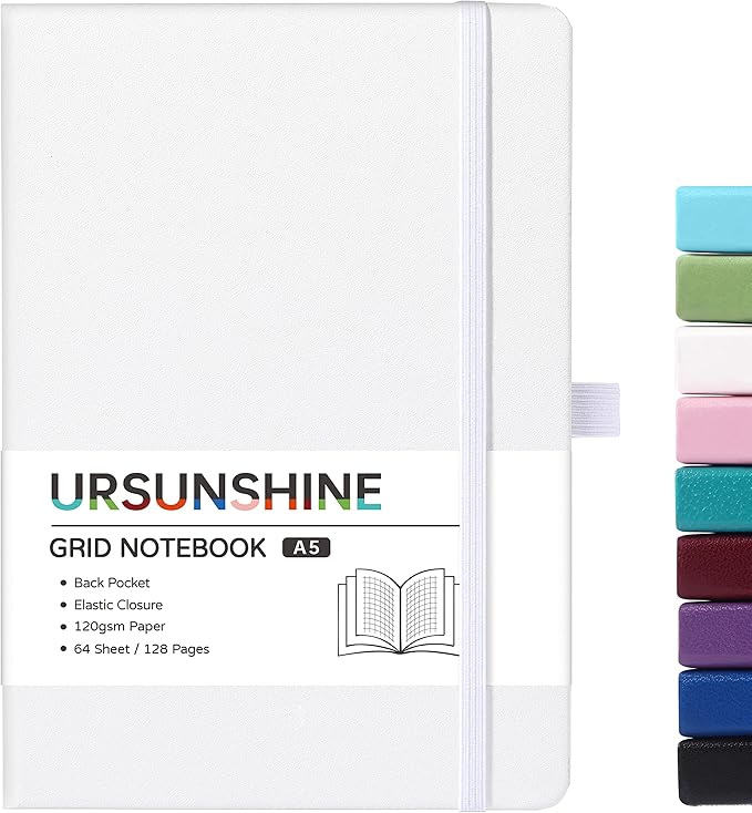 Graph Grid Paper Notebook/Journal - Classic Journal/Notebook with Ribbon