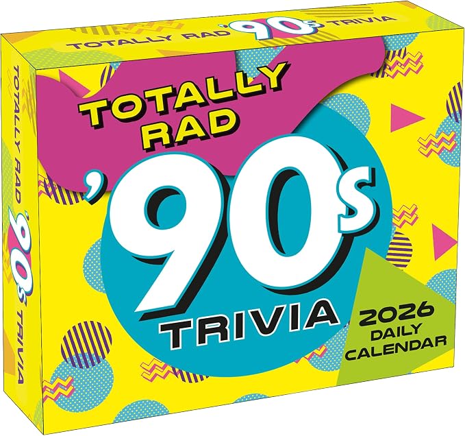 Totally Rad 90s Trivia 2026 Daily Desk Calendar: Boxed Page-a-Day Throwback Quiz Calendar with Day-to-Day Pop Culture, Games & Iconic 90s Moments