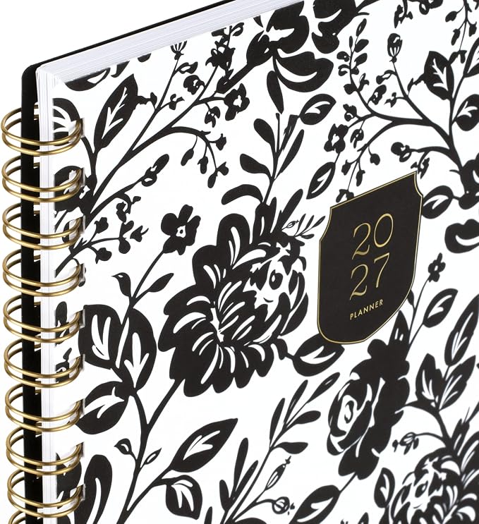 Mead Cambridge 2027 Planner, Weekly & Monthly, 8.5" x 11", Cherrywood Lane, Black Botanicals (CL22-905-27)