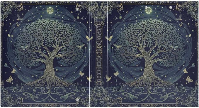 3 Ring Binder 1.5 in Recipe Binders 1 Pcs Tree of Life | Decorative Client Records with Clip 3 Clear Interior Pockets for 200 Sheets Letter-Size(11" x 8.5") Paper PVC Cover Folder