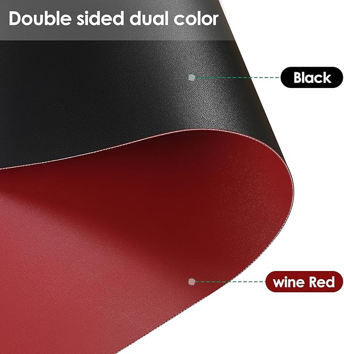 Zinkooat Leather Table Cover,1.8mm Thick,36x72 Inch Table Protector,Table Protector for Dining Room Table,Dining Table Cover,Table Pads for Dining Room Table Rectangular(Black+Wine Red,36x72)