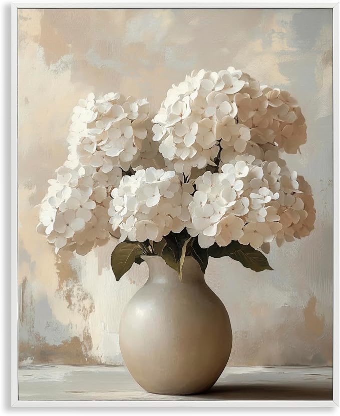 'Vase of Hydrangeas in Bloom'| Framed Giclee Art | Stupell Industries | White, 16 x 20 Inches, Easy to Hang and Sturdy, Made in USA, by LSR Design Studio