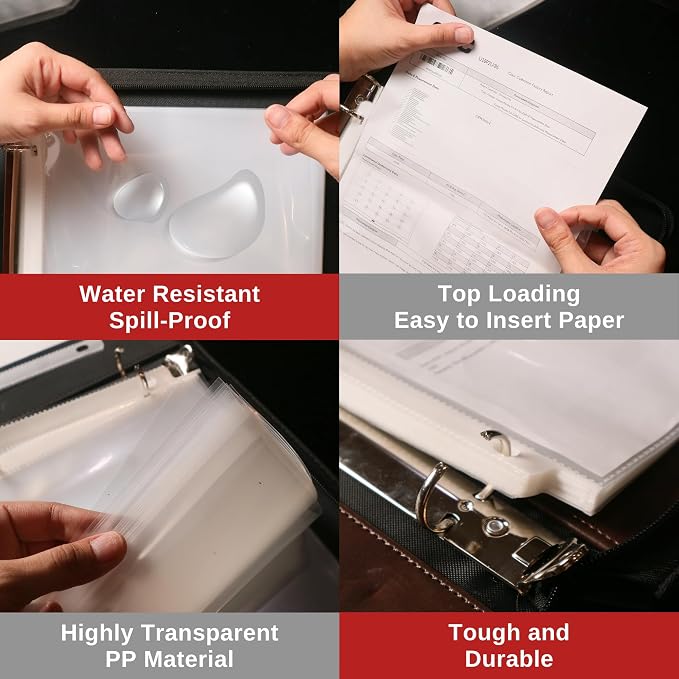 100 Sheet Protectors, Heavy Duty 8.5 X 11 Inch Clear Page for 3 Ring Binder, Plastic Sheet Sleeves, Durable Top Loading Paper Protector with Reinforced Holes Archival Safe