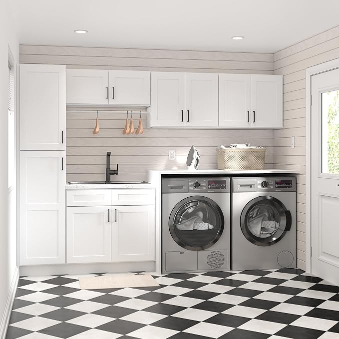 Furinno Shaker Wall Kitchen Cabinet 2-Doors-2 Shelves, Ready to Assemble, 12 D x 33 W x 36 H, White