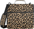 Leopard Brown Print Zipper Binder Bag 3 Ring with Shoulder Strap & Handle Multi Pocket Binder Organizer Bag Large Capacity for School Office Supplies