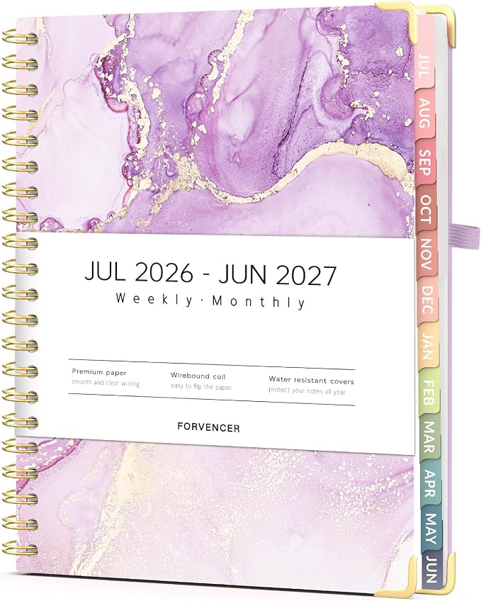 Forvencer Planner 2026-2027, July 2026 - June 2027,8.5x11" Calendar Planner | Weekly and Monthly, Hardcover Planning book with Monthly Tabs, Cute Journal Organizer Notebook for Office School, A4 Size